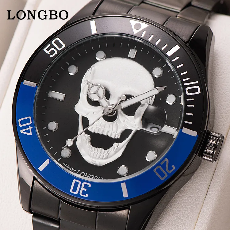 LONGBO Custom Logo Watches Não Mínimo, barato Relógios em Massa, Relógios de pulso Homens Cronógrafo Relógio Vidro Liga Redonda Impermeável