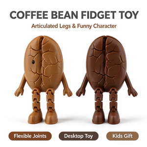 Figura de Grano de Café Impresa en 3D, Adorno Marrón para Escritorio, Escultura con Piernas Móviles, Decoración para el Hogar y la Oficina - Product Image 3