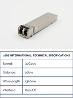XINHAOZE Transceiver Serat Optik Kelas Industri 40G QSFP+ LR4 DDM 10km SMF LC Duplex Kabel LAN Interkoneksi Pusat Data