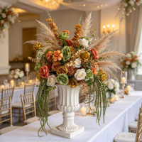 Fleurs artificielles d'automne en gros : centre de table rose dorée et verdure pour mariages et événements