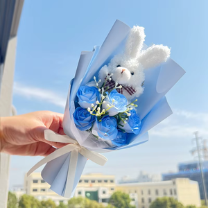 Vente en gros de fleurs en plastique exquises pour bouquets de roses, fleurs de savon, décorations en relief pour le Festival Qixi, la Saint-Valentin et la Fête des Pères - Product Image 2