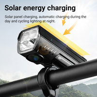 Phare de vélo à chargement USB avec haut-parleur, affichage de la puissance, lampe torche solaire étanche