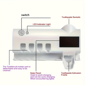 Wall Mounted <b>Square</b> Plastic Two-Piece Toothpaste Dispenser and Bathroom Accessory Set <b>Battery</b> Powered No Drilling Required - Product Image 5