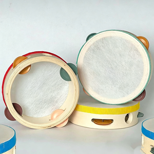 Wholesale 6 Inch Single-Row Colorful Wooden Tambourine Orff Percussion Instrument <b>Hand</b> <b>Drum</b> Musical Toy Bring Joyful - Product Image 2