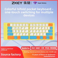 Clavier sans fil multicolore pliable et portable avec logo personnalisé, Plug & Play pour ordinateurs de bureau, téléphones, tablettes et ordinateurs portables