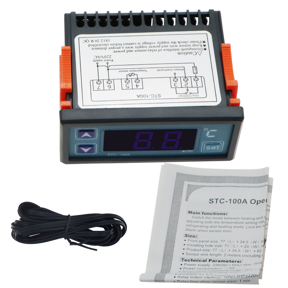 STC-100A Temperature Controller Cool Heat Refrigerator Thermostat AC 220V Regulator Thermoregulator Thermocouple 2M NTC sensor(图9)