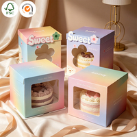 Boîte cadeau personnalisée en forme d'ours de dessin animé pour gâteaux, écologique, recyclable, imperméable, avec poignée portable en papier pour pâtisseries d'anniversaire d'enfants