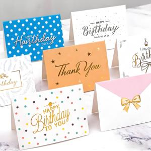 Cartes de remerciement personnalisées avec logo imprimé en couleur, faible quantité minimum de commande, avec enveloppe, cartes de vœux pour la fête des mères - Product Image 2