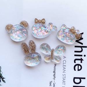Arc <span class=keywords><strong>Rabitt</strong></span> mignon autocollants résine pendentif épingles à cheveux chaussures accessoires coque de téléphone bijoux résine artisanat pour la décoration - Product Image 3