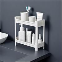 Étagère de rangement en plastique moderne à deux niveaux pour la cuisine avec un design détachable pour les bouteilles d'assaisonnement et l'organisation du bureau