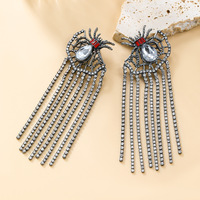 Joyería de moda 2024, nueva borla, diseño de pendiente exagerado, tela de araña, diamante, fiesta, diamantes de imitación, pendientes de Halloween, accesorios