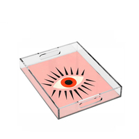Plateau œil de mauvais œil personnalisé, plateau de service en acrylique œil de mauvais œil, plateau en plastique plexiglas œil de mauvais œil, plateau en lucite œil de mauvais œil, plateau de service œil de mauvais œil avec poignées