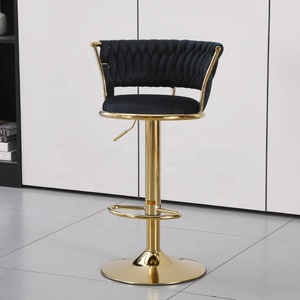 Chaise de bar haute de luxe personnalisée pour la maison, restaurant et cuisine, avec cadre en métal doré – Offre spéciale - Product Image 4