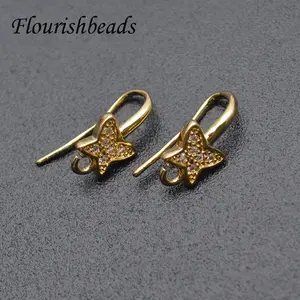 Pendientes de aro de mariposa simples chapados en oro para proveedores de pendientes de perlas de piedra