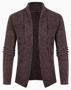 Designer de mode solide pull tricoté Slim-Fit hommes décontracté Long Cardigan veste vêtements pour hommes - Product Image 1