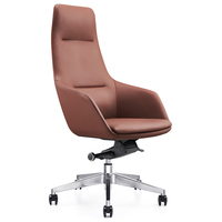 Chaise de bureau à dossier haut marron, mobilier de bureau, fauteuil de direction ergonomique en cuir youjing