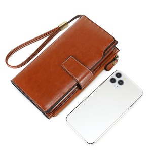 Women Leather <b>Wallet</b> with Hand Strap Premium Quality Genuine Leather Phone Pouch Multi-function RFID Leather <b>Wallet</b> for <b>Lady</b> - Product Image 2