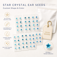 Patch auriculaire décoratif en strass bleu étoilé, autocollant de graines de pression auriculaire pour la santé
