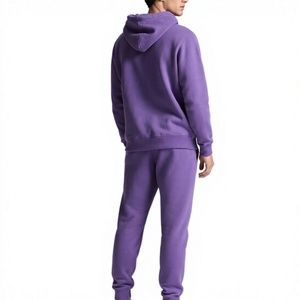 Chándal Morado con Capucha para Hombre, Color Sólido, Casual, Manga Larga, 100% Algodón, Ligero, Ropa de Invierno, Bolsillos, Transpirable, con Cordón Ajustable - Product Image 5
