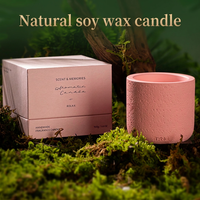 Ensemble de bougies en cire de soja avec texture en béton et logo personnalisé, mèche en bois, boîte cadeau pour les cadeaux de pendaison de crémaillère