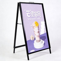 Support de panneau publicitaire LED double face pliable pour trottoir, boîte à lumière pour affiches, panneau publicitaire extérieur pour magasin