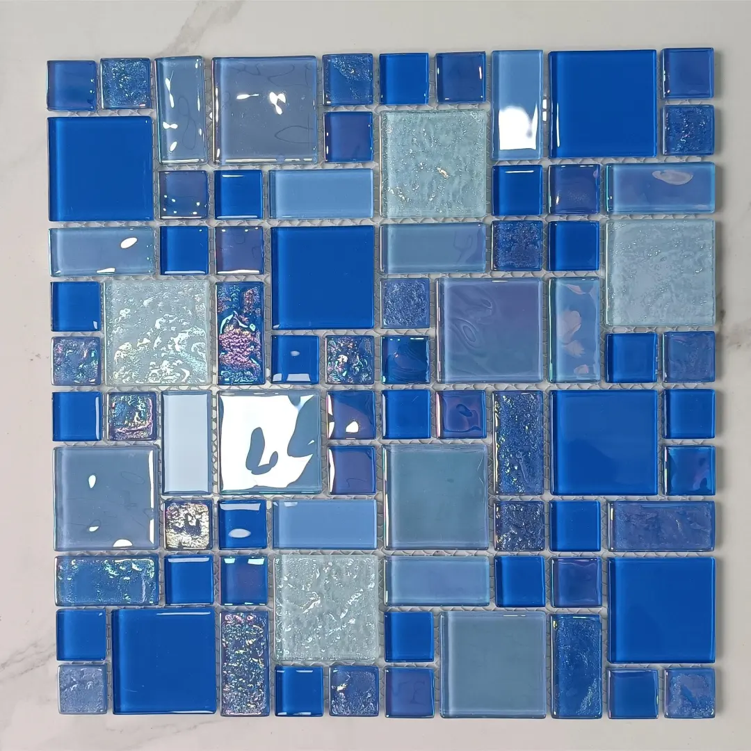Precios al por mayor al Aire Libre verde azul Arco Iris color cristal piscina mosaico azulejos