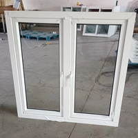 Fenêtre à battant en PVC blanc en stock, 1200*1200mm, simple vitrage trempé transparent 5mm, fenêtres écoénergétiques pour maison, hôtel, bâtiment