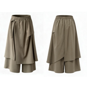 Pantalones Culottes Elásticos de Cintura Alta con Detalle de Botones, Color Sólido, Corte Holgado, Largo hasta la Rodilla, Estilo Casual de Otoño para Mujer - Product Image 6