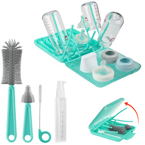 Escurrebotellas 6 en 1 con Patente de EE. UU. y la UE, Cepillo de Limpieza de Silicona para Biberones, Estante de Almacenamiento de Cocina, Escurridor de Biberones Portátil - Product Image 1