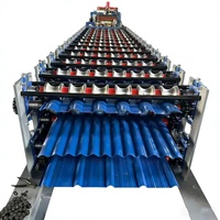 Máquina Perfiladora de Tejas de Tres Capas Personalizada, Máquina de Fabricación de Placas de Acero con Forma de Teja IBR