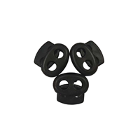 Serrure de cordon en plastique POM noir à 2 trous avec encoches latérales matériel de réglage de cordon de petite taille pour sac à dos sac 3-Pack