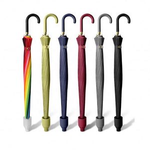 Parapluie de golf droit en plastique, 24 baleines, imperméable, à poignée longue, double protection coupe-vent renforcée, personnalisable avec logo imprimé - Product Image 1