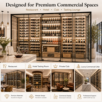 Solución Personalizada para Bodega Comercial, Sala de Exhibición de Vino de Vidrio, Estante Modular de Metal para Vino con Iluminación LED para Hotel, Restaurante, Bar
