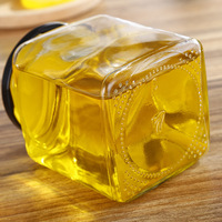 100ml 200ml 280ml 380ml 500ml Bouteille de miel carrée en verre de stockage Emballage de miel en verre Pot en verre avec couvercle