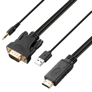 High Quality 1.8M Cheap Price HDMI to VGA Adapter Male to Male Adaptor HDMI Audio Video Converter Cable