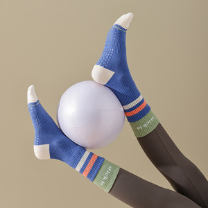 Yoga Socks Mid-Calf Non-Slip Cotton Striped Breathable For Yoga Practice - Product Image 4