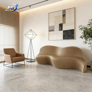 Banc de patio extérieur moderne de luxe en bois de frêne – Écologique, résistant aux UV, usage commercial pour centre commercial, parc, salle de sport, hôtel, école - Product Image 4