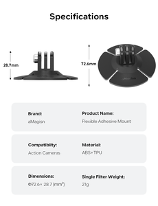 AMGISNユニバーサルフレキシブル接着マウントInsta360/DJI Osmo/GoPro Heroアクションカメラオートバイ用ヘルメットベースアクセサリー - Product Image 6