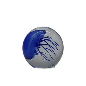 Decorative Murano Glass Jellyfish Paperweight Ball