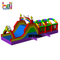 Château gonflable d'extérieur pour enfants avec parcours d'obstacles et toboggan – Grande vente sur le thème des animaux