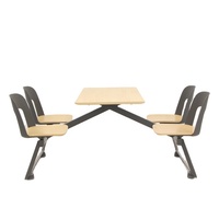 Table de salle à manger commerciale conforme aux normes ANSI/BIFMA, ensemble de 4 chaises, structure en acier, plateau en bois rectangulaire durable, style contemporain, idéal pour les centres commerciaux, les écoles, les hôtels