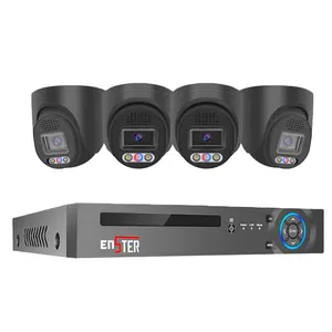 ENSTER 5MP 4 Channel 8MP Red And Blue Light Alarm Outdoor Home PoE NVR Kit Cctv Ip Cameras Surveillance Security Camera System