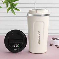Tasse à café sous vide à double paroi thermique chaude personnalisée de 510ml tasses et tasses en acier inoxydable avec logo affichage de la température par LED