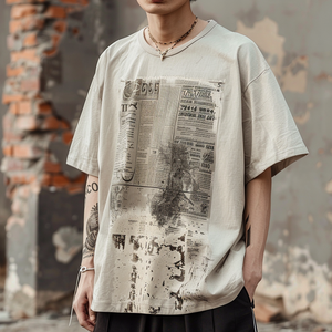 เสื้อผ้า streetlux เสื้อยืดหลวมผ้าคอตตอนสำหรับฤดูร้อนเสื้อยืดโอเวอร์ไซส์ผ้าเก่าไหม้เสียหาย - Product Image 2