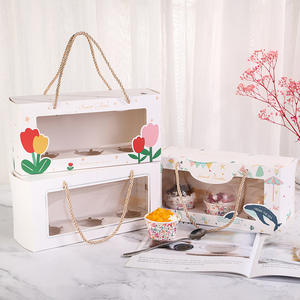 カスタムカップケーキ包装箱<span class=keywords><strong>3</strong></span>穴透明カップケーキブーケボックスと包装 - Product Image 6
