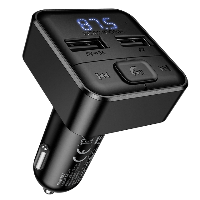 Borofone BC63 Selecto Car Bluetooth FM Transmitter 5V3A USB Charger