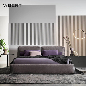WBERT-Cama de tela sencilla y moderna de lujo italiano, cama doble con marco de metal de madera maciza, dormitorio principal, cama suave de lujo tapizada - Product Image 2