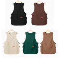 Tablier de travail noir imperméable pour infirmière, esthéticienne, coiffeur, cuisinier, coiffeur, noir, à bretelles