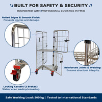 Cage à roulettes emboîtable à 4 côtés TER Euro-Standard pour le tri des colis postaux et conteneur logistique en maille robuste de 500 kg