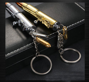 Nuovo piccolo corto carino penna tascabile regali ragazzo antico nero dorato all'aperto uomo fresco pistola penna bullone con portachiavi proiettile - Product Image 4